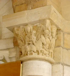 Kapitell mit Darstellung der Flucht nach Ägypten