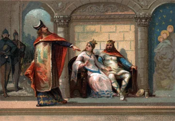 Caribert oder Cherebert, König von Paris (561 - 567). Chromolithografie des späten 19. Jahrhunderts.