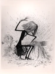 Karikatur, die Franz Liszt (1811-86) beim Klavierspielen darstellt, 1845