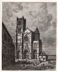 Kathedrale Saint-Etienne de Meaux - Seine-et-Marne - Gravur in „La France illustree: geographie, histoire, administration statistique“ von V.A. Malt-Brown. 1884