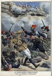 Tschad, Hinterhalt bei Abir Taouil (Abir-Taouil), Tod von Hauptmann Fiegenschuh, Illustration aus 