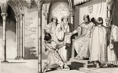Karl IV. (1294-1328) der Schöne erhält eine Bitte am Hof, aus 