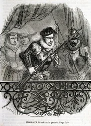 Karl IX. schießt auf das Volk - in „Histoire de France“ von L.-P. Anquetil