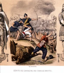 Karl Martell besiegt die Sarazenen bei Poitiers, 732.