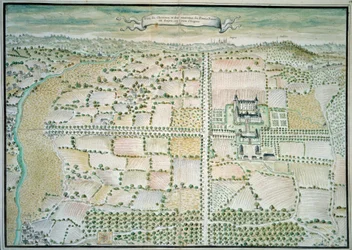 Schlösser der Loire: Ansicht des Schlosses von Plessis Bourre Aquarell der französischen Schule. 1699 Paris, B.N.
