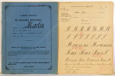 Übungsheft eines Kindes aus der Schule in Epineuil, 1892
