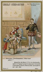 Chocolat Guerin-Boutron Handelskarte, Serie Historische Worte