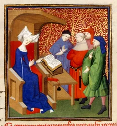Christine unterrichtet, MS Harley 4431, f.259v, Frankreich, ca. 1410-14