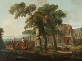 Klassische Landschaft mit Urne, ca. 1700
