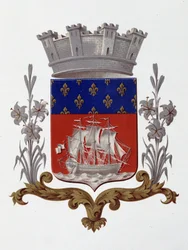Wappen der Stadt Paris: Königlichkeit (Louis XVIII und Charles X) - Patentbriefe vom 20. Dezember 1917 - in „Armorial National de France“ von H. Traversier, Paris