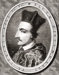 Cornelius Jansen, Bischof von Ypern, graviert von Pannemaker nach Latenacci, aus 