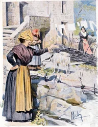Korsische Frauen in einem Dorf
