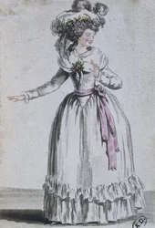 Kostüm einer Schauspielerin (Farbstich)