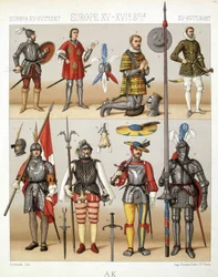 Kostüme und Rüstungen des Mittelalters - in „Das historische Kostüm“ von Racinet