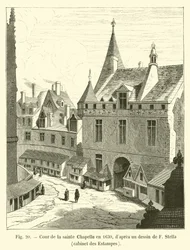 Hof der Sainte-Chapelle im Jahr 1630, nach einer Zeichnung von F. Stella, Kabinett der Stiche
