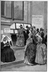 Hof der Tuilerien: Die Ergebnisse der Aufnahmeprüfungen im Hôtel de Ville de Paris für junge Mädchen im Jahr 1887.