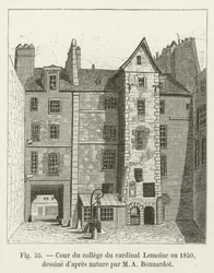 Hof des Kollegs des Kardinals Lemoine, 1850, nach der Natur gezeichnet von M. A. Bonnardot