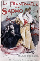 Titelbild des populären Romans „Saphos Pantoffel und andere Geschichten“, ed. Carrington, Paris, Ende des 19. Jahrhunderts - B.N.