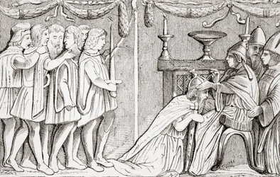 Krönung Sigismunds zum römisch-deutschen Kaiser durch Papst Eugen IV. im Jahr 1433, aus „L