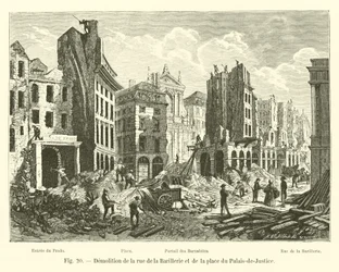 Abriss der Rue de la Barillerie und des Place du Palais-de-Justice
