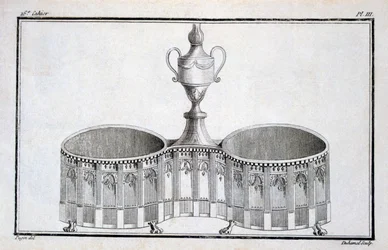Entwurf von Pugin, aus einem Musterbuch für neoklassizistische Metallarbeiten zusammengestellt von Duhamel, ca. 1770er-80er Jahre