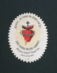 Andachtsbild des Herzens Jesu, das einen Ablass von 100 Tagen anbietet