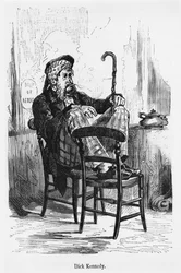 Dick Kennedy, Illustration aus Fünf Wochen im Ballon von Jules Verne (1828-1905) Paris, Hetzel