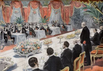 Abendessen für Führungskräfte des französischen Handels und der Industrie an der Pariser Börse
