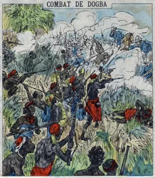 Schlacht von Dogba zwischen der Expeditionsarmee von General Dodds und den Truppen von Behanzin. Dahomey