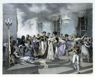 Während der Feier der Hochzeit Napoleons I. mit Marie Louise in der österreichischen Botschaft in Paris am 01.07.1810 brach ein Feuer aus. Es gab mehrere Todesfälle. Napoleon I. gründete später die Feuerwehr.
