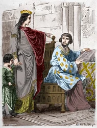 Dynastie der Kapetinger: Konstanze von Arles, Königin von Frankreich, mit Robert II. dem Frommen.