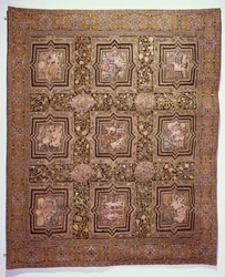 Bestickter Tischteppich mit biblischen Szenen, ca. 1600 (Wolle und Seide auf Leinen)