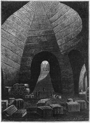 Eingang zu den Kellern des Champagnerhauses Theophile Roederer, gegründet in Reims im Jahr 1864.