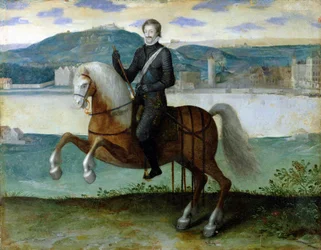 Reiterporträt von Henri IV (1553-1610), König von Frankreich, vor den Mauern von Paris, 1594