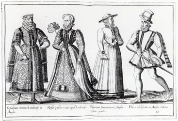 Mode während der Tudor-Periode (Kupferstich)