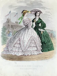 Modische Pariser Damen am Meer, 1861