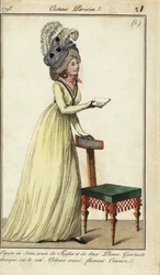 Modische Frau mit Stuhl