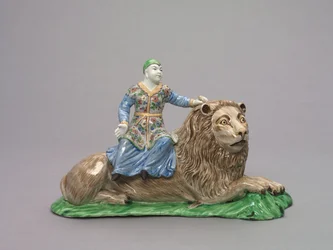 Figur auf einem Löwen sitzend, um 1750