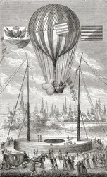 Erster Flug mit einem lenkbaren Ballon, von Dijon, 12. Juni 1784, aus 