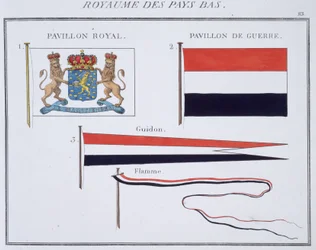 Flaggen aus dem Königreich der Niederlande, aus einem französischen Flaggenbuch, ca. 1819
