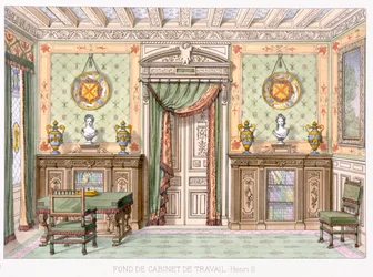 Fonde de cabinet de travail im Stil von Henri II aus Le Garde-Meuble