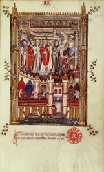 Das erste Verhör von St. Denis und seinen Gefährten durch Sisinnius, aus Vie de St. Denis, 1317