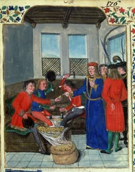 Die Erfindung und Herstellung von Geld aus `Königliche Vorschriften zur Verwendung von Geld, erstellt von König Karl VII. von Nicolas Oresmes