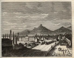 Frankreich, Elsass, Bas-Rhin (67), Saverne: Ufer der Zorn, das alte Schloss Haut Barr, erbaut auf den Felsen - Gravur in „France illustree: geography, history, statistical administration“ von V.A. Malt-Brown. 1884