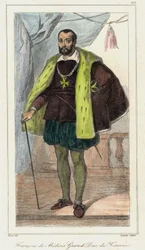 Francesco de Medici (Franz von Medici), Großherzog der Toskana (1541-1587), Vater von Maria von Medici. Gravur 19. Jahrhundert.