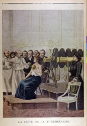 Francisque Crotte behandelt einen Patienten mit Tuberkulose mit Elektrizität, aus Le Petit Journal, 1901