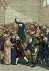 Französische Revolution (1789-1799). Der Eid des Jeu de Paume in Versailles am 20. Juni 1789 in der Mitte von Jean Sylvain Bailly (1736-1793).