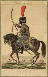 Französische Truppen: Ein Offizier der Husaren, von 1806 bis 1814, veröffentlicht von Martinet Libraire, Paris