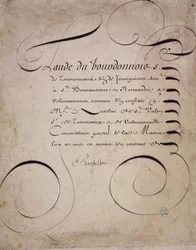 Französische Kalligraphie: Brief der Rechnungskammer von Louis Barbedor um 1640.