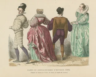 Französische Damen und Herren um 1584